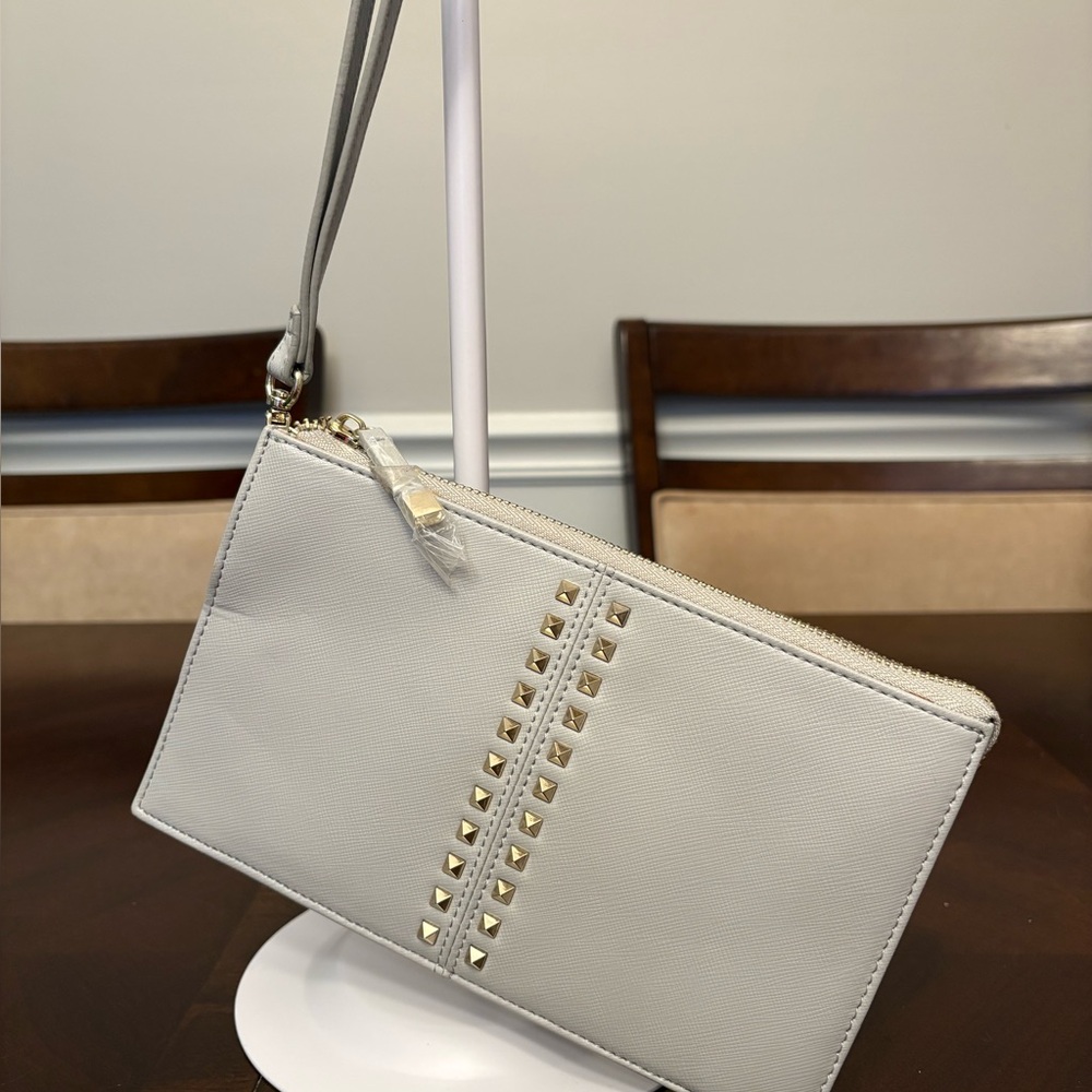 COCOVANN Studded Wristlet Clutch in Light Gray -NWOT